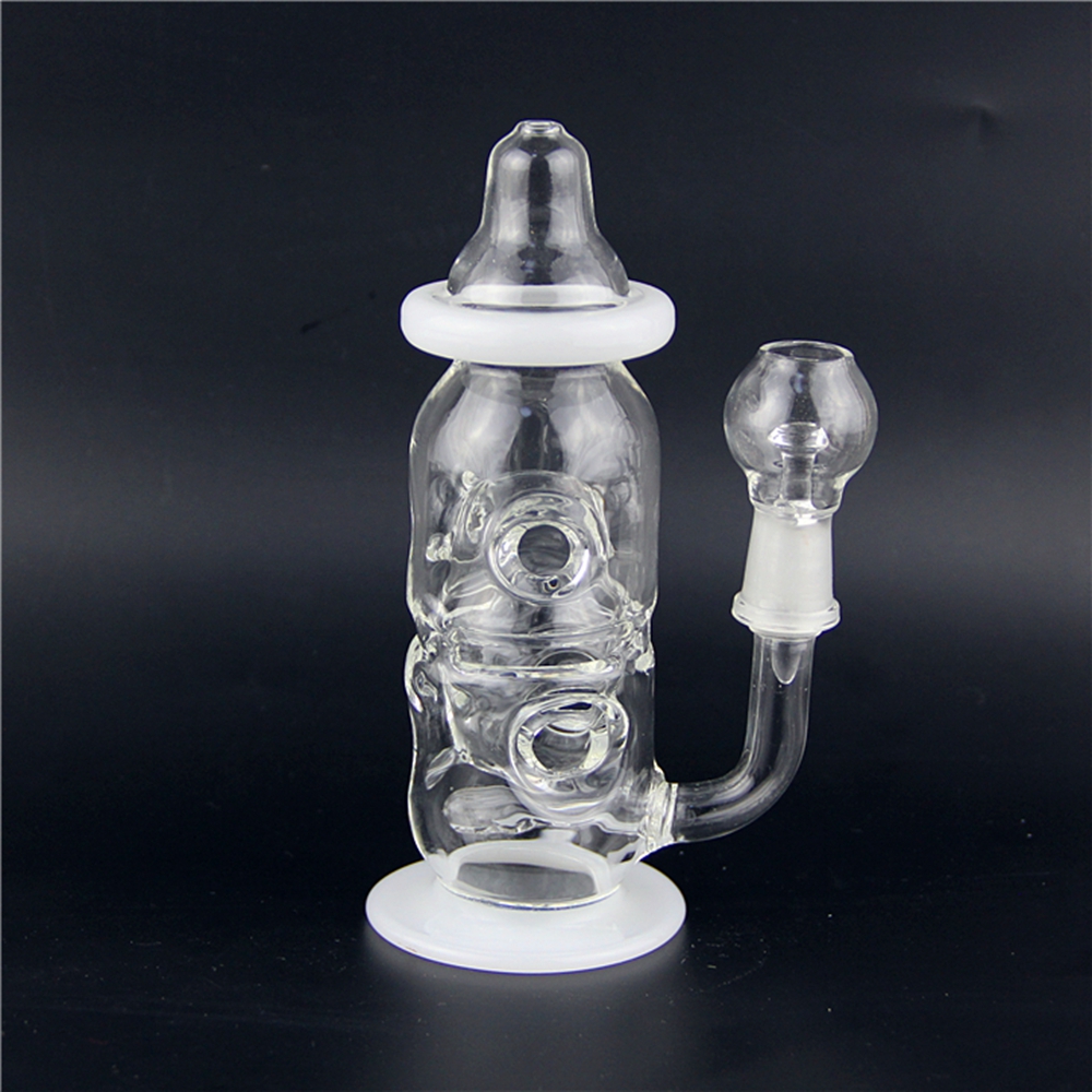 

New Fab Egg Baby Bottle Oil Rigs water pipe glass bongs with pinholes diffusor with 14.5mm joint sturdy quality glass dab rigs