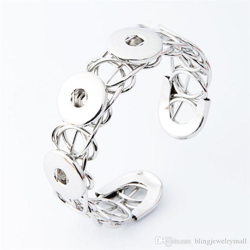 

New Wide Gold Silver Snap Button Bracelet Fit 18mm Metal Snap Jewelry Button Charms Bracelet For Women Snap Buttons Jewelry