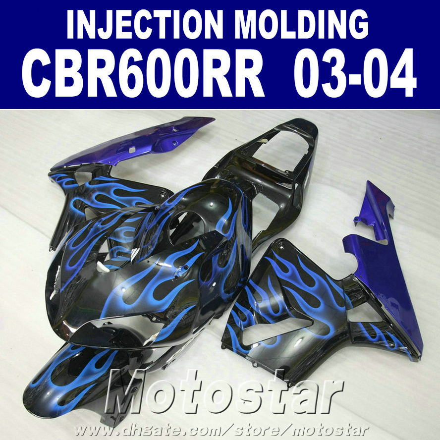 

7 Gifts + Free cowl blue flamefor HONDA CBR 600RR fairing 2003 2004 Injection Molding 03 04 CBR600RR abs fairing kit HC4F, Same as picture