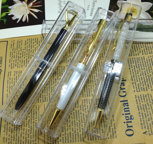 Wholesale 50pcs Factory direct sale for crystal pen pencil case clear gift ballpoint pen box School stationery pen supplies case-image-406236983