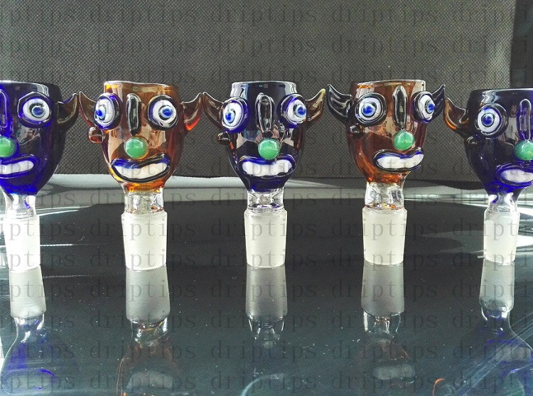 

1 Pcs Wide Glass bong bowl The Clown hookah smoking accessory 14mm & 19mm joint male bowl