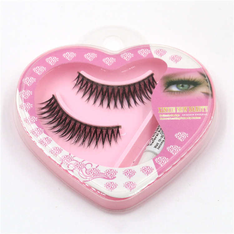 

Wholesale-1 pair black cotton packaging crisscross eyelashes with glue