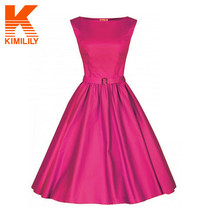 

Wholesale-2015 Audrey Hepburn Style Dresses O-neck Vintage Casual Party Robe Rockabilly 50s Vestidos with Big Swing Dress # A6521, Black