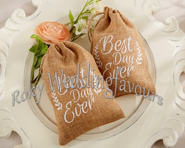 

FREE SHIPPING!50pcs/lot! "Best Day Ever" Muslin Bag, Linen Favor Bags, Muslin candy bag, Bridal Shower Wedding Favor Bags