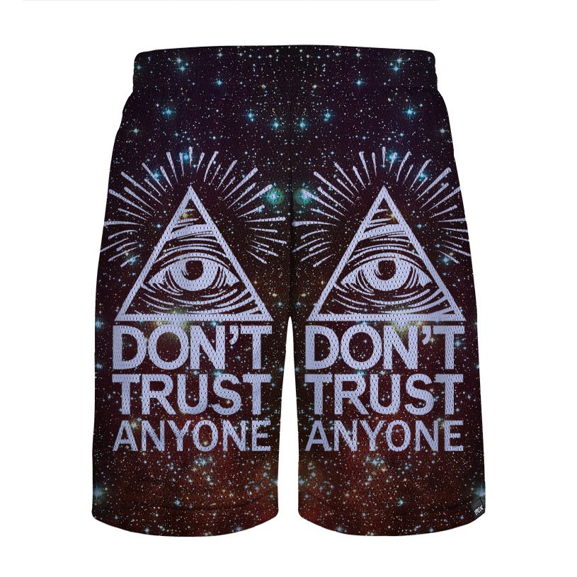 

Harajuku women's men's triangle eyes galaxy 3d shorts Don't TRUST Anyone letter print running shorts gym basketball shorts, Picture color