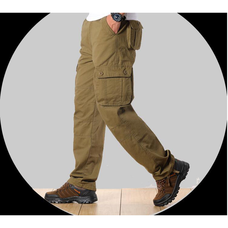 

Men's Cargo Pants Mens Casual Multi Pockets Military Tactical Pants Men Outwear Straight slacks Long Trousers Large size 42 44, Black