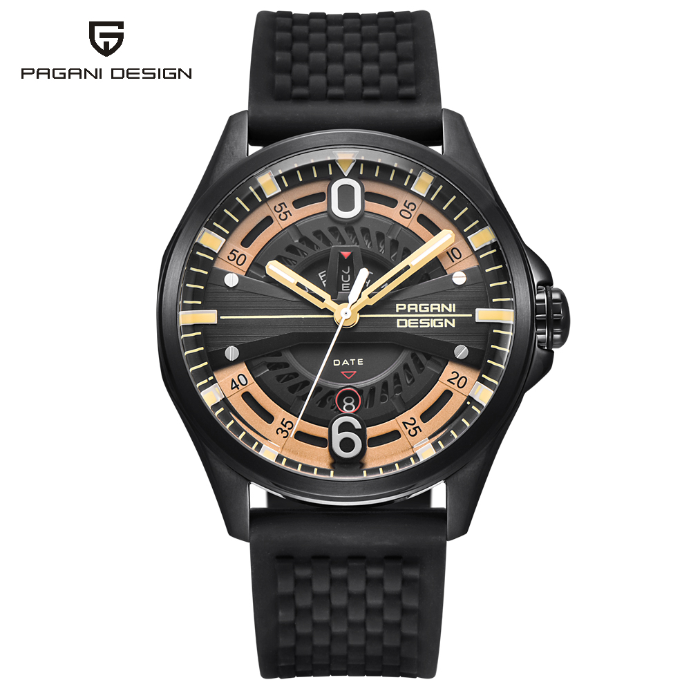 Luxury Brand PAGANI DESIGN New Men Watches Fashion Silicone Strap Waterproof Quartz Watch Black Gold Reloj Hombre dropshipping-image-526090463