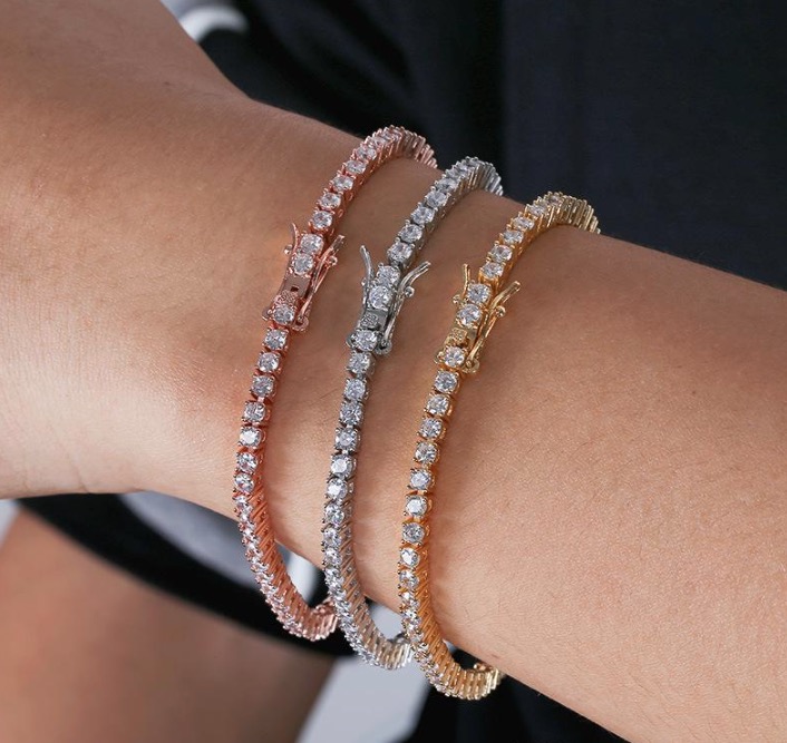 

Wholesale-Beaded Strands European and American tennis chains Tide Men s Bracelet 3mm Bracelet tennis Bracelet