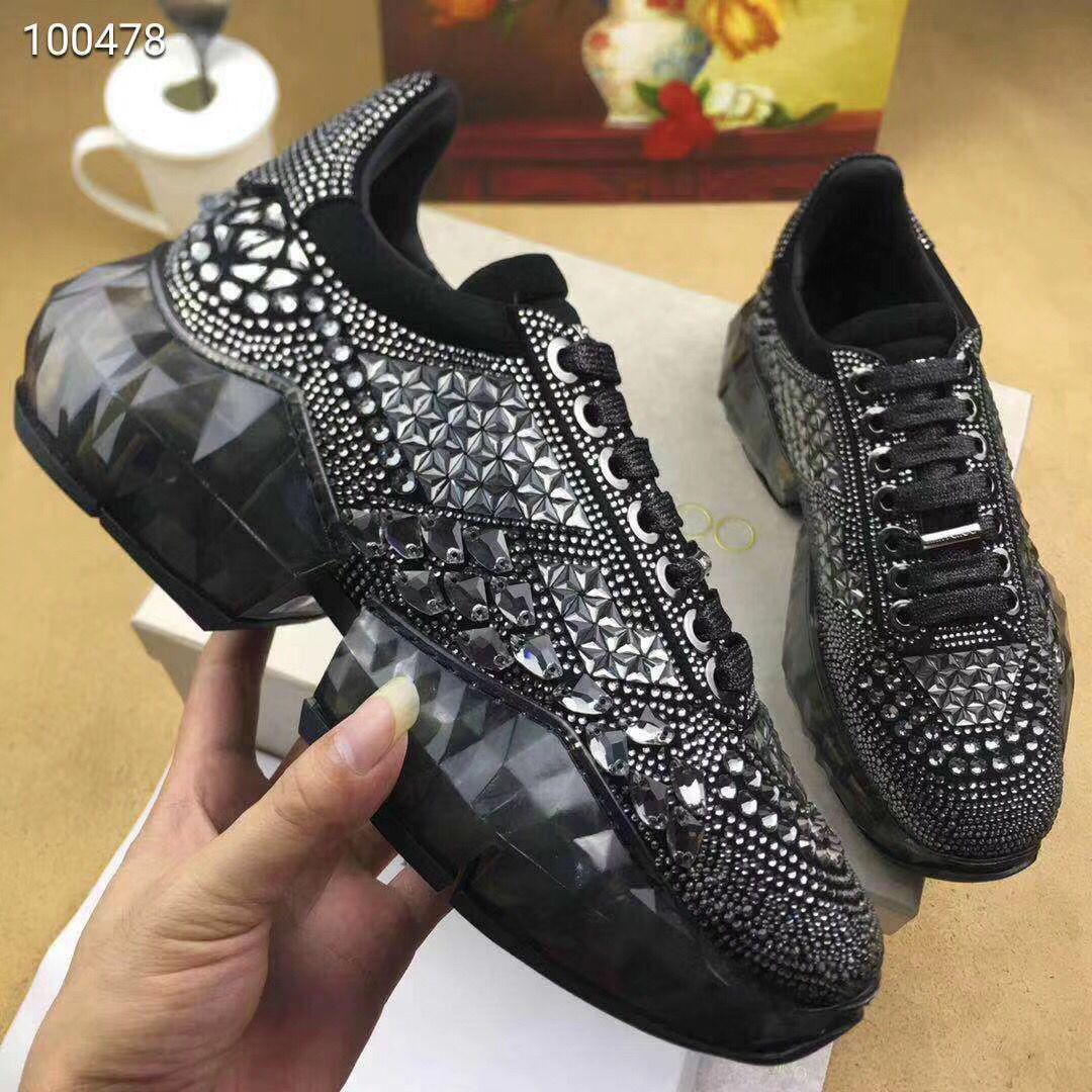 

Black Diamond Sneakers New Color Genuine Leather Diamond Shoes Ladies Casual Shoes Ladies Shoes Valentines Day Gift, Style1