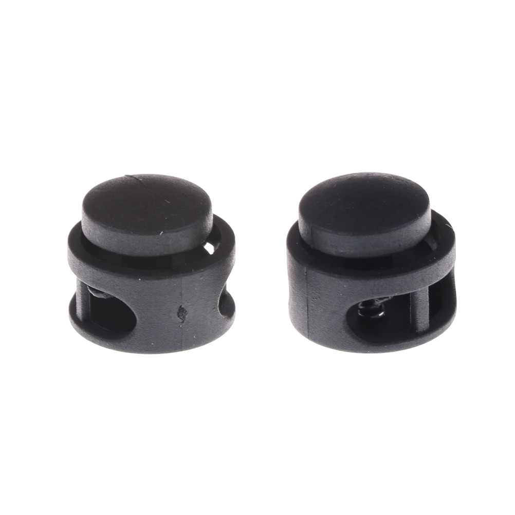 20 pcs ressort Cordlock Double Trou Cordon Serrures fin Noir