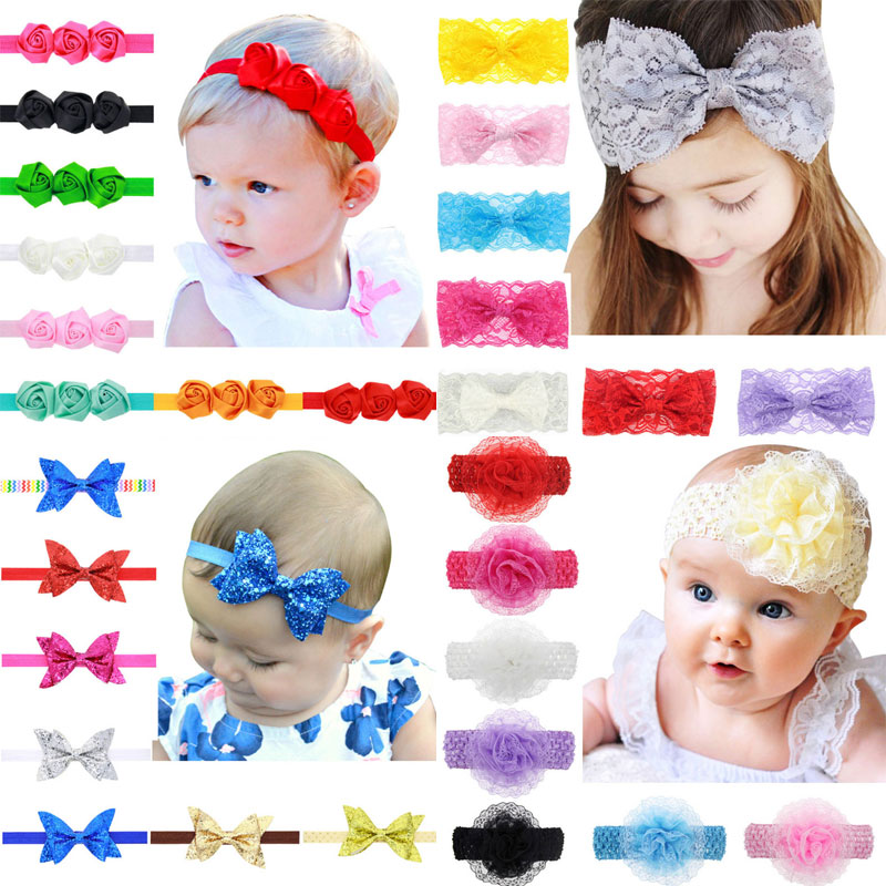 

8 Styles Infant Baby Girls Bow Flower Headbands Toddler Spring Stretchy Hairwrap Children's Princess Hair Accessories Free Shipping