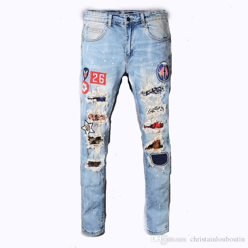 

Clothing Women Jeans Shirts Men Panther Print Army Green Destroyed Mens Slim Denim Straight Biker Skinny Pants Men PMU9, 528