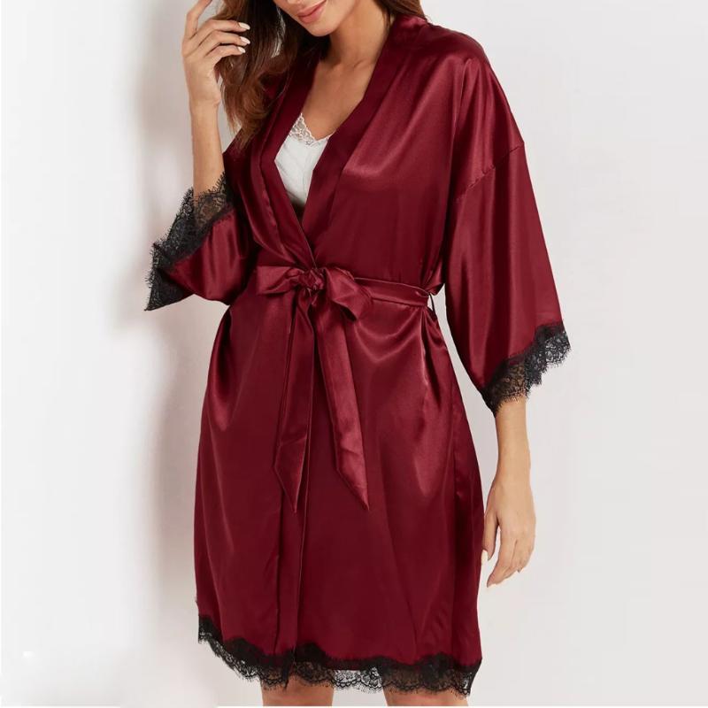 

Women Sleepwear Sexy Lingerie Satin LaceRobe Nightdress Sexy Night Gown Women Underwear Nightgown Robe Coat 1 Pcs *, Green