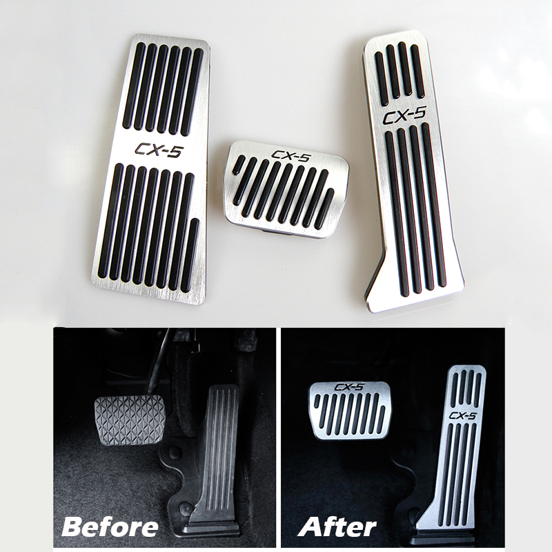 

No Drill Aluminum Car Accelerator Gas Brake Pedal Footrest Pedal Plate Cover AT for Mazda CX-5 2013 2014 2015 2016 2017 2018 2019