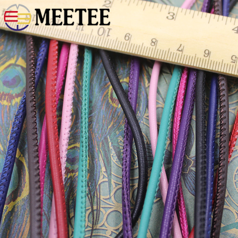 

Meetee 10Meters 3mm High-quality Manual Woven Round Leather Rope Sheepskin Cord Bracelet Leather Rope Accessories CD021, Red