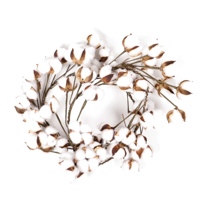 

Handmade Artifiical Cotton Stem Rattan Cotton Bolls Wreath Garland For Front Door Wall Wedding Party Decor Christmas Wreath, White