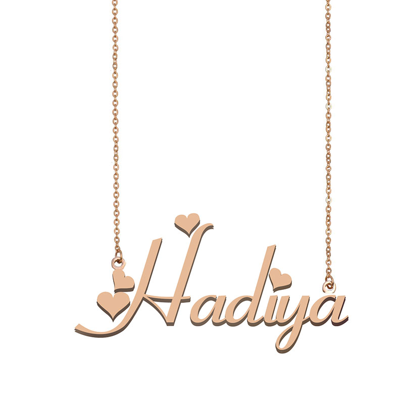 Hadiya Name Necklace Pendant for Women Girlfriend Gifts Custom Nameplate Children Best Friends Jewelry 18k Gold Plated Stainless Steel-image-536299990