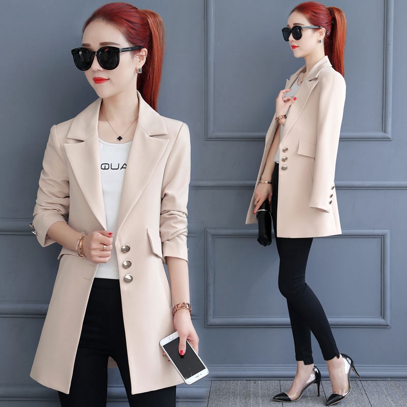 

high quality Female Casual Suit Office Solid Slim Fit Blazer Women Notched Formal Work Jacket Design Black gray Blazer