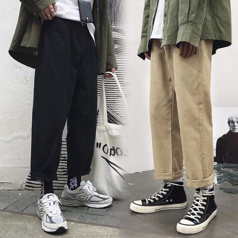 

Pants Men' Fashion Solid Color Retro Casual Straight Pants Leisure All-match Ankle-length Pant Cotton Harem Trousers -3XL T05, Green