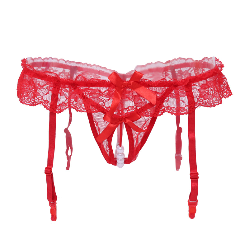 

Garters Sexy Garter Belt Stockings Set Sheer Lace Top Suspenders Erotic Lingerie For Woman Wedding, Red garter