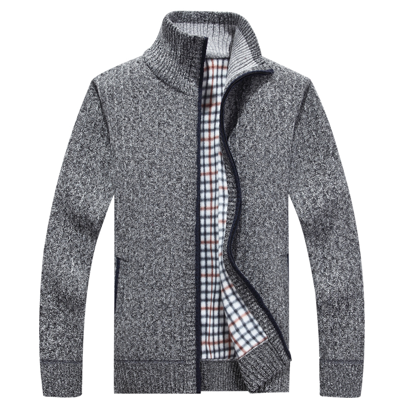 

2020 Thick New Fashion Brand Sweater For Mens Cardigan Slim Fit Jumpers Knitwear Warm Autumn Casual Korean Style Clothing Male, Khaki