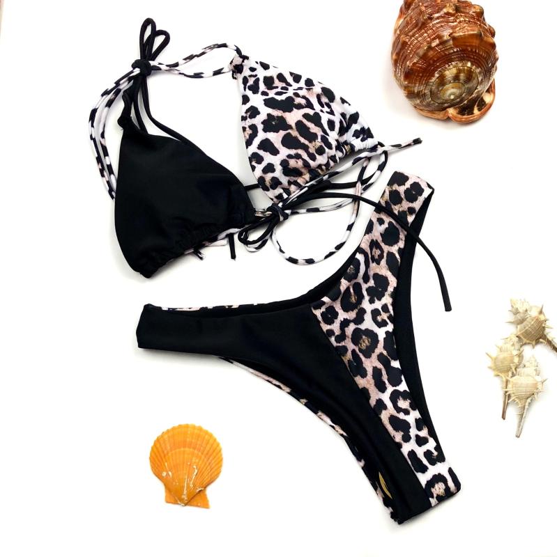 

Women's bikini swimsuit split sexy tube top leopard print Brazilian bikini suit beach swimsuit, Swimming cap