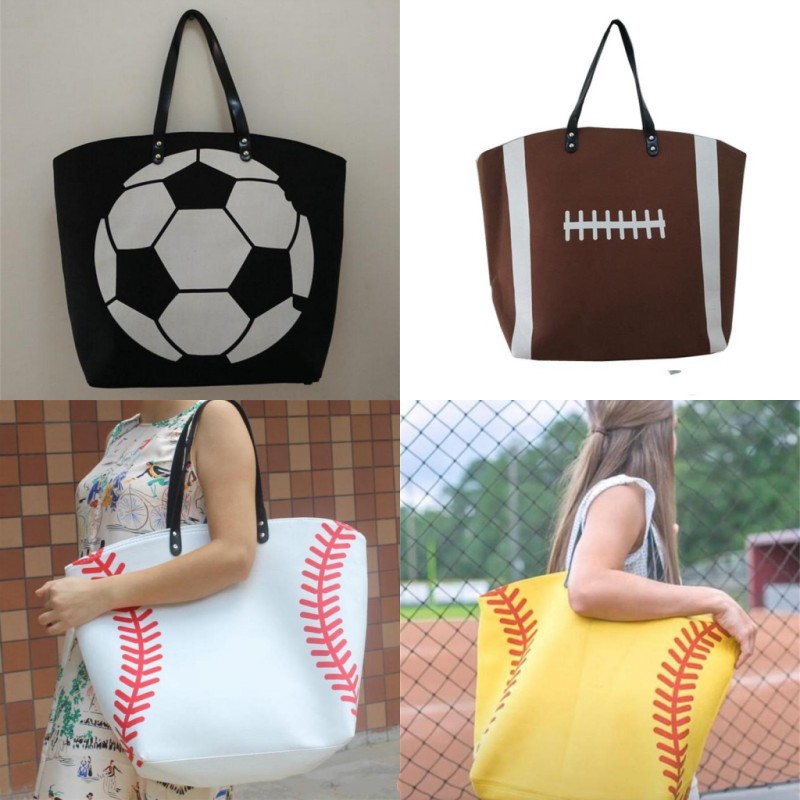 

Blanks Cotton Canvas Softball Tote Bags Baseball Handbag Football Soccer Ball Bag With Hasps Closure Sports Package 17ht Zkk, As show