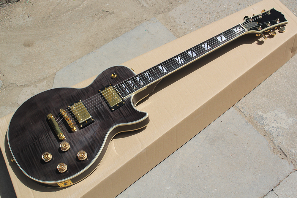 

Factory Custom Black Electric Guitar With Rosewood Fretboard,White Pearl Fret Inlay,White Binding Body and Neck,Offer Customized