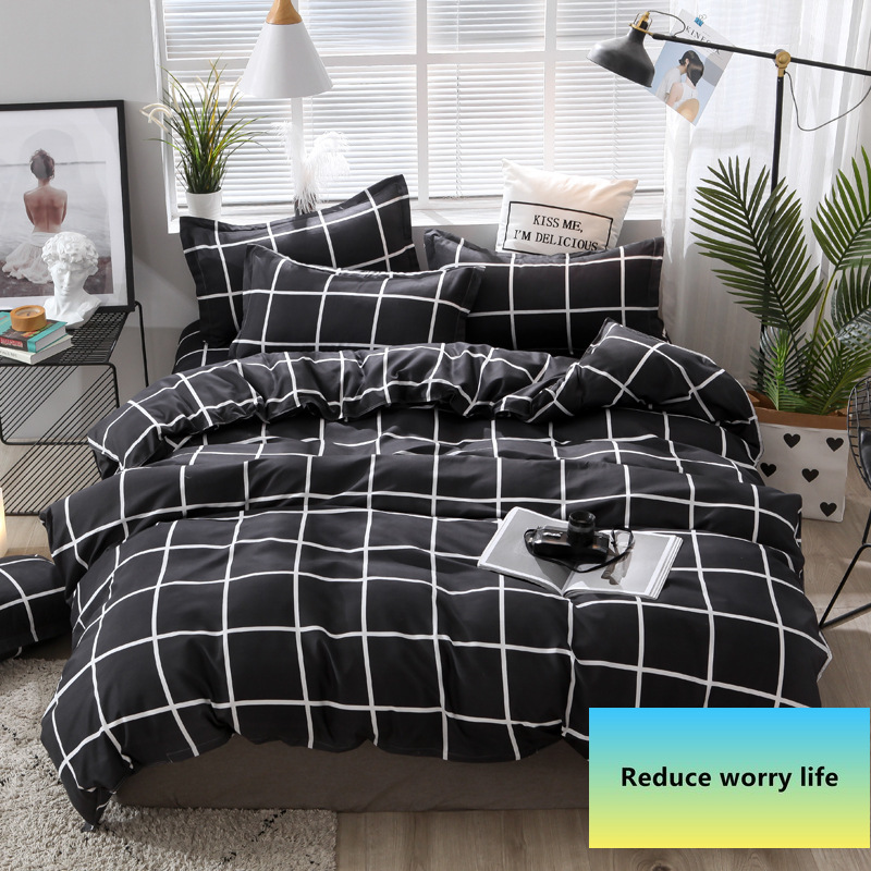 

180X220cm Bedding three-piece set aloe vera cotton four-piece set direct sales comforter bedding sets, Black