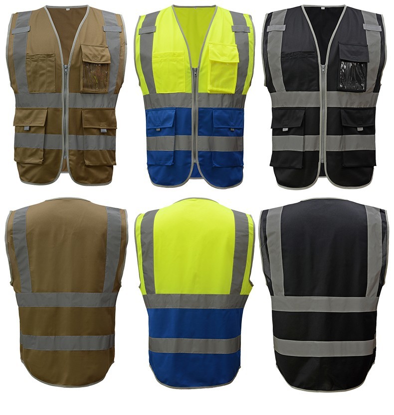 SFvest Hi Vis Waistcoat Safety Vests Multi Pockets Fluorescent Yellow