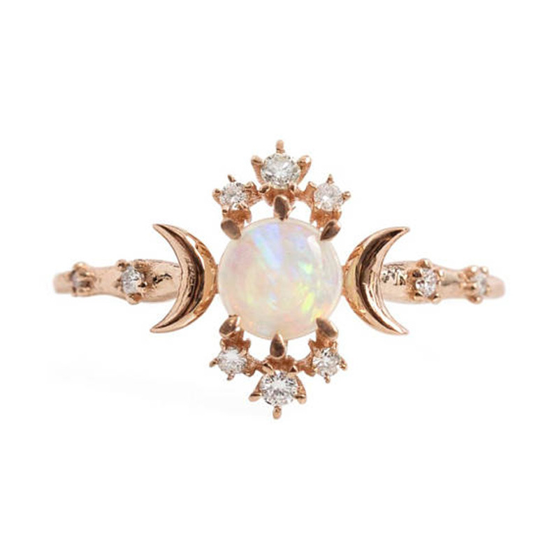 

Best Sellers New Pattern European Plating Rose Opal Opal Opal Ring Zircon Jewelry
