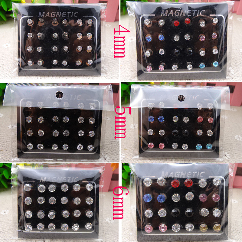 

Punk Men Strong Magnet Magnetic Earring Studs 12pair /Set Non Piercing Zircon Stud Earrings Wedding Gift for Boyfriend Lover Jewelry
