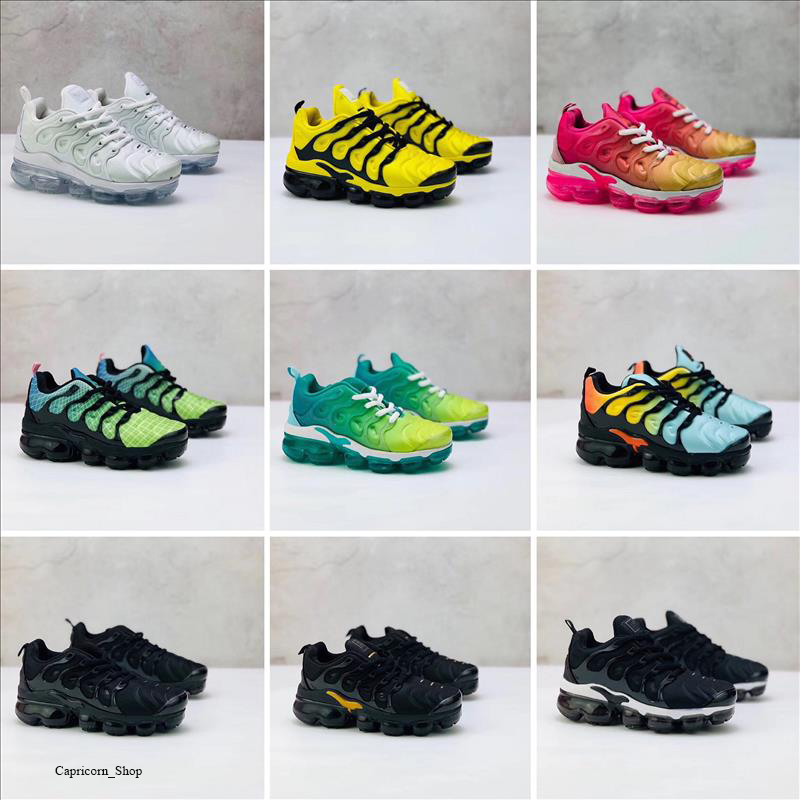 

Lace Up 2019 TN Kids running shoes Triple Black Grey white Purple Infant & Children toddler Run trainers boy & girl sneakers, 1:1