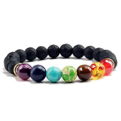 

6 Styles Men Women 8mm Lava Rock 7 Chakra Aromatherapy Essential Oil Diffuser Bracelet Elastic Natural Stone Yoga Beads Bracelet Bangle