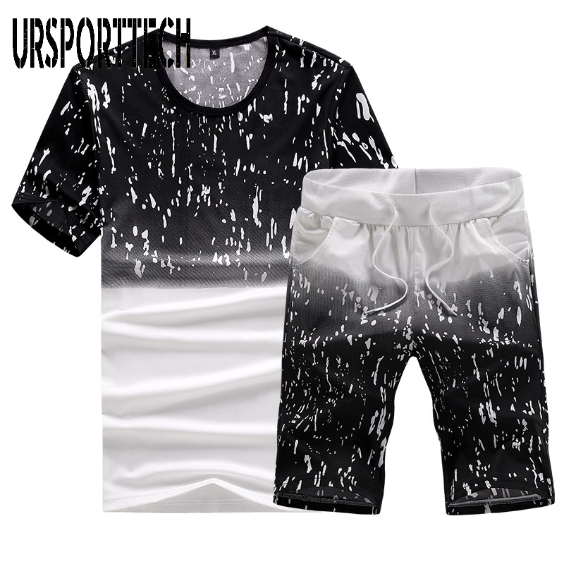 Hommes d'été Ensembles à manches courtes Imprimer Survêtement Hommes Vêtements de sport Casual 2 Set Pieces T-Shirt + Shorts vêtements pour homme