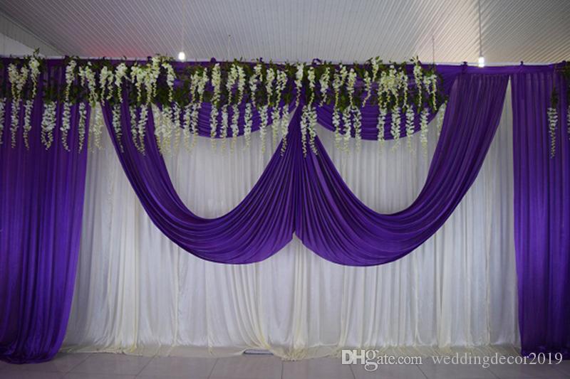 

3mx6m height wide white purple wedding backdrop curtain with swag wedding drapes backdrops decoration event party28