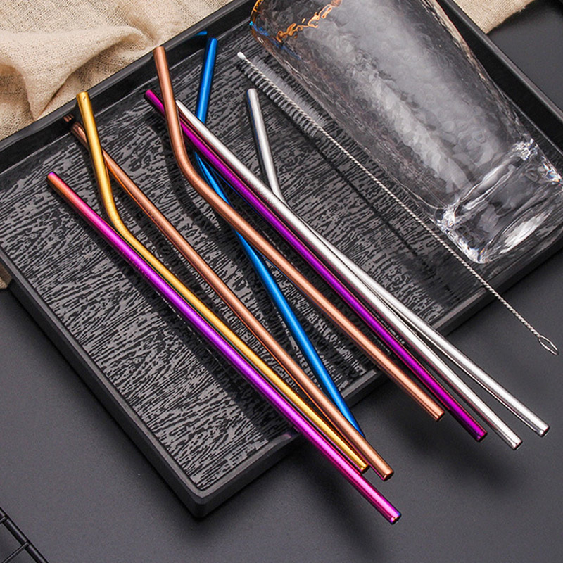 

1pcs 304 Stainless Metal Color Straw Steel Drinking Tools Drink Multi Purpose Reusable Bent Kitchen Gadgets Bar Party Accessory