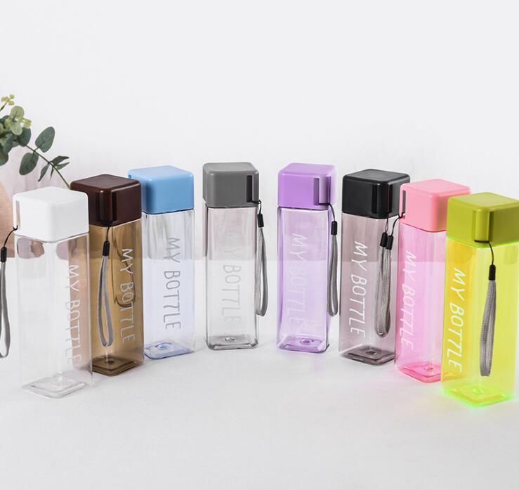 New Square Plastic My bottle500ml Korean style water Juice bottle Heat resistant