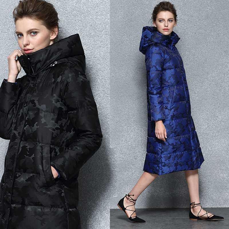 

Hot Sale Winter Warm Duck Jacket Women Hooded Long Down Jackets Camouflage Black Coat Parkas Outwear LX2244, Light gray