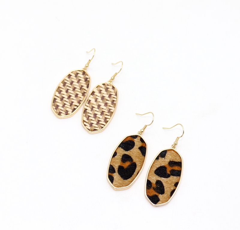 

Free Shipping Geometric Cute Design Punk Styles Leopard Straw Alloy Earring, European And American style Fashion Popular Earring