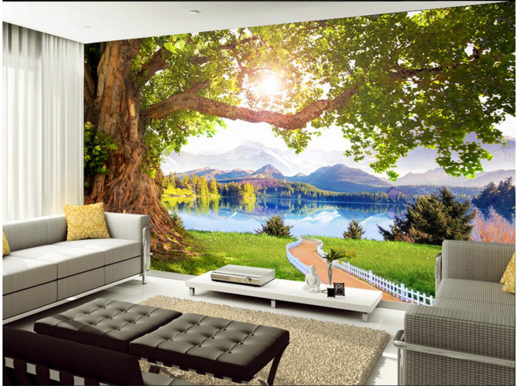 

WDBHG custom photo mural 3d wallpaper Mountain forest big tree landscape background 3d wall murals wallpaper for walls 3 d for living room, Non-woven wallpaper