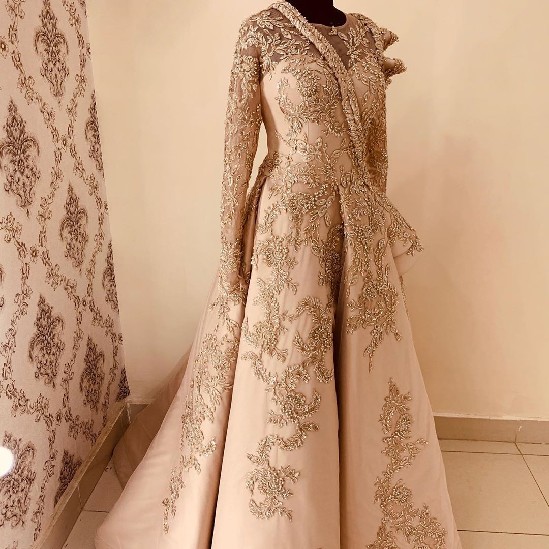 

Aso Ebi 2020 Arabic Muslim Lace Beaded Evening Dresses Long Sleeves Prom Dresses Sexy Gold Formal Party Second Reception Gowns ZJ325, Coral