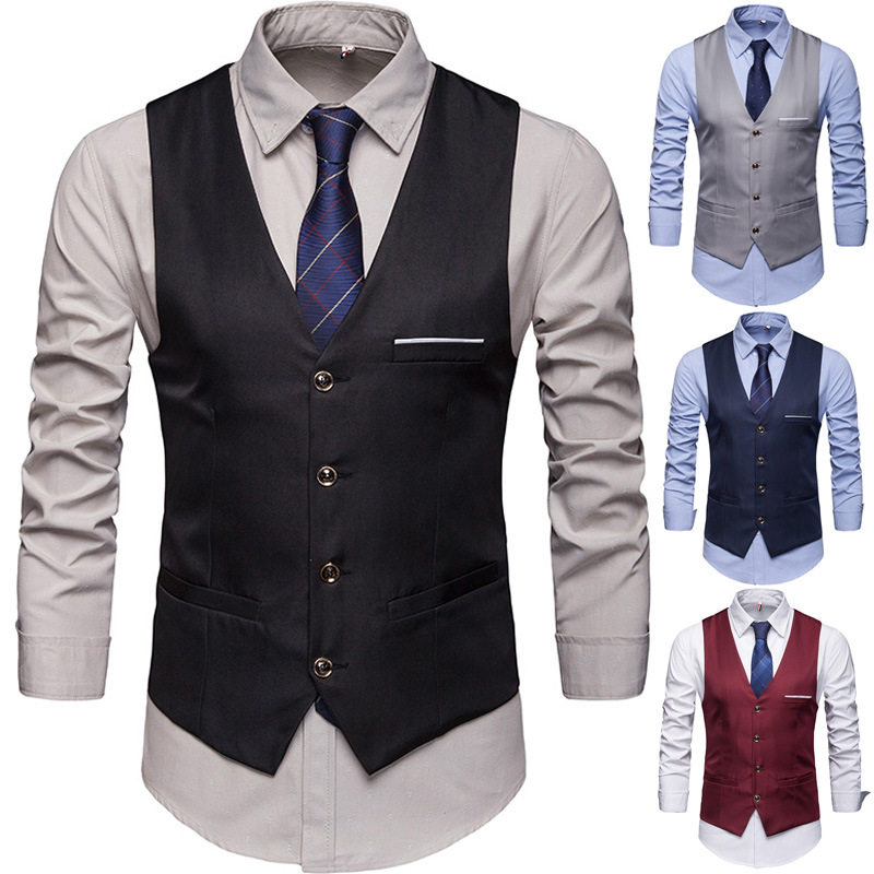 

Men and Women Celebrity Style Business MEN'S Business Suit Classic Vest Suit MEN'S Waistcoat KTV Shop Assistant Going to Work Wo, Khaki
