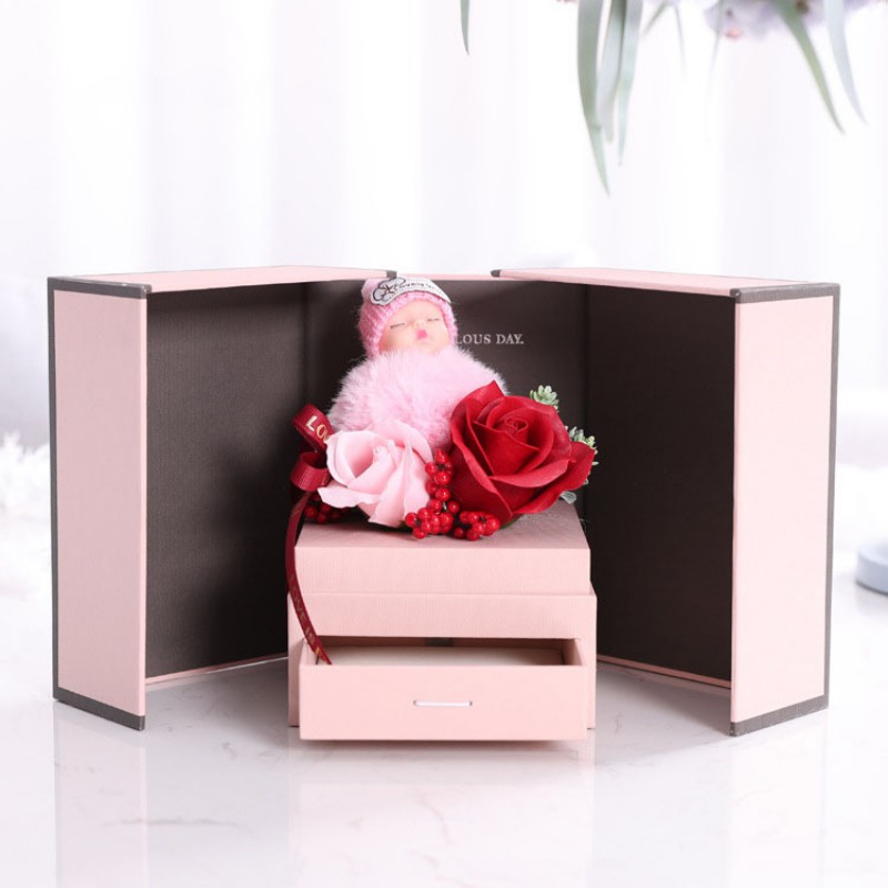 

Necklace Jewelry Gifts Soap Foam Flower Rose Jewelry BoxBox With Soap Rose Valentine's Day Gift For Girlfriend Mothers Day
