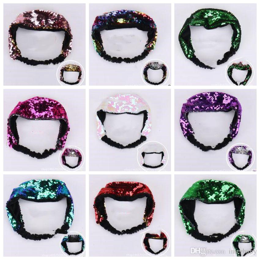 

Mermaid Baby Headband Girls Sequins Hairband Kids Reversible Glitter Hair Bands Infant Headwraps Hair Accessories Photography Props BYP3826, As pictures