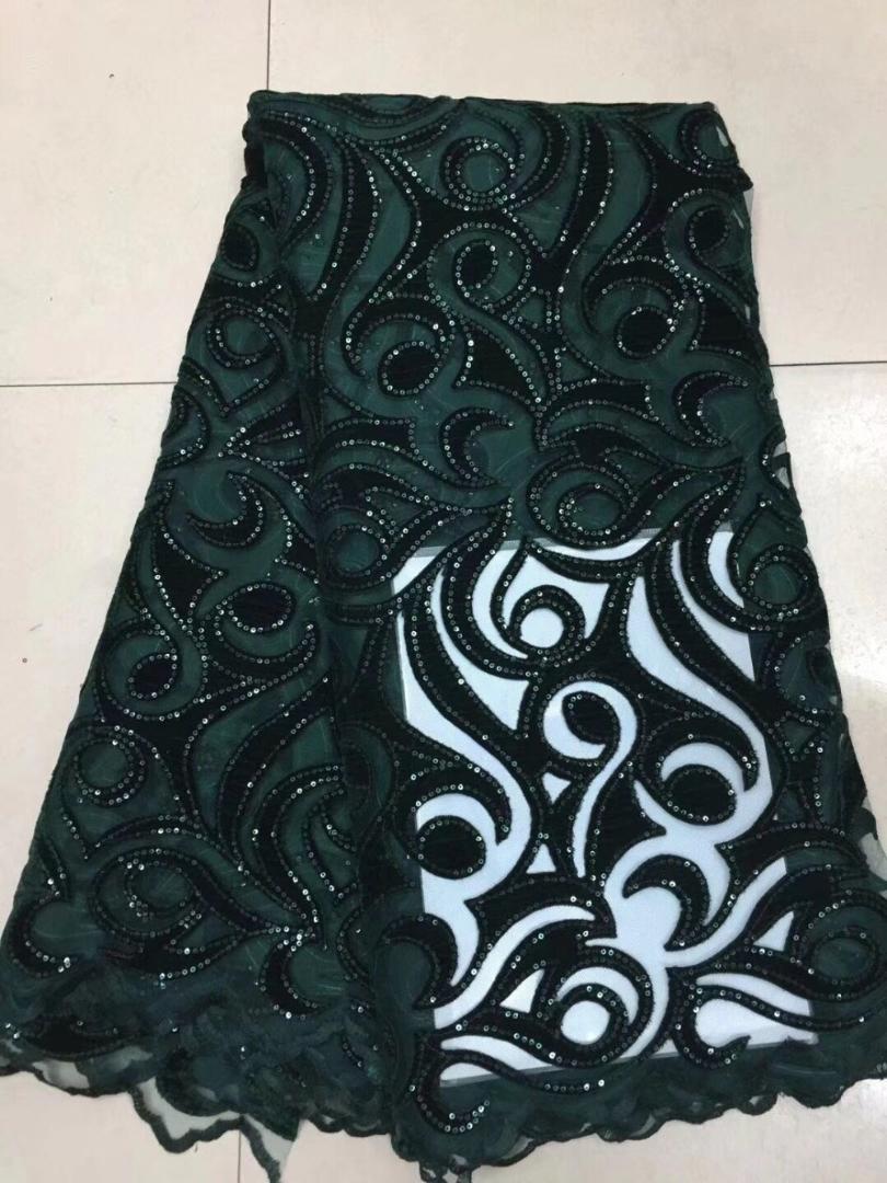 1 YD Bordada Nupcial Boda de Encaje Lentejuelas Tela Pegado Brillo francés de malla