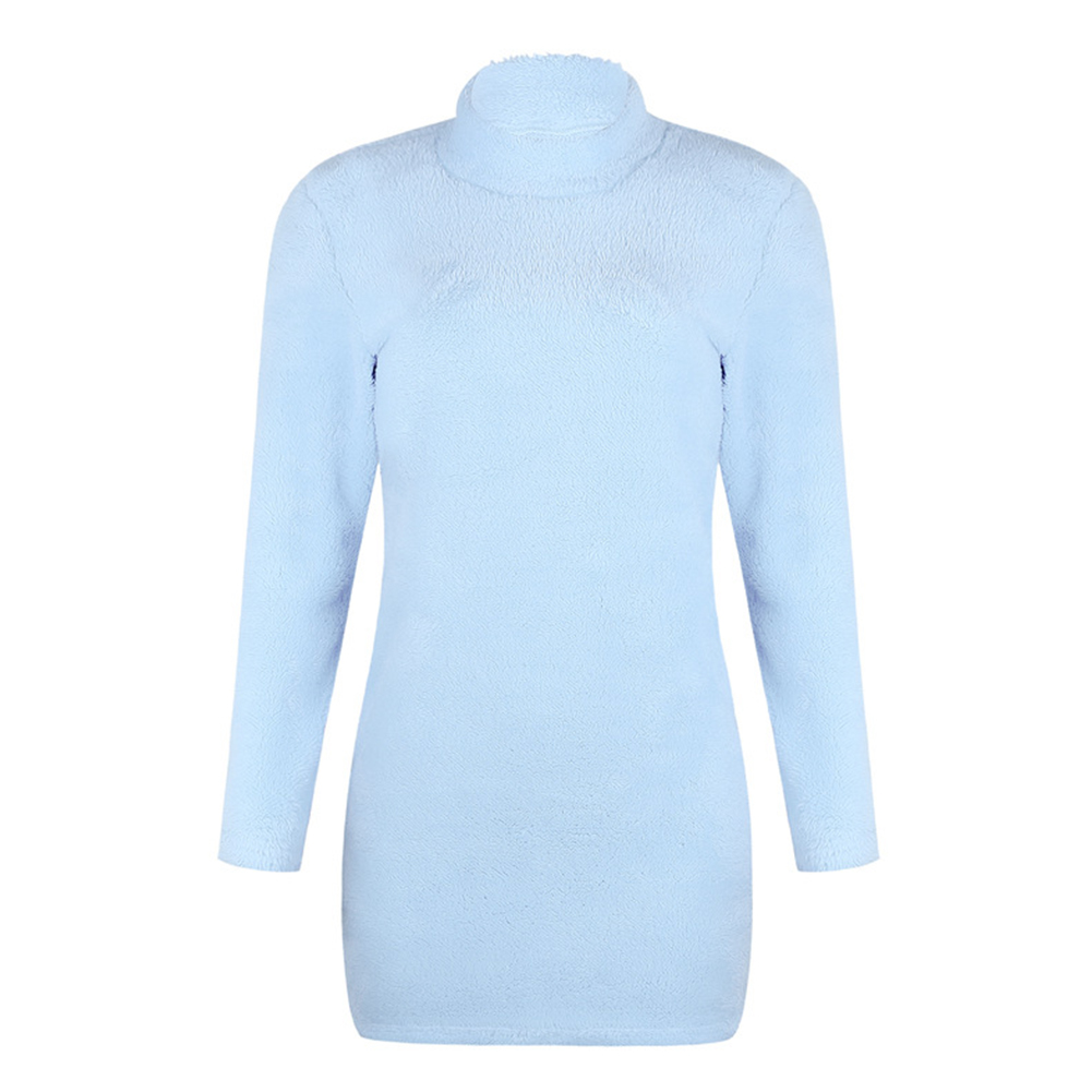 

Short Casual Party Plush Women Dress Fashion Tops Bodycon Jumper Mini Long Sleeve Winter Sexy Fluffy Sweater Solid, Dark gray