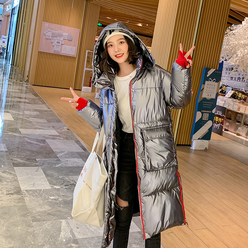 

2019 New Arrival Fashion Women Winter Jacket Cotton Padded Warm Thicken Ladies Coat Silver Gray Long Coats Parka Womens Jackets, Black