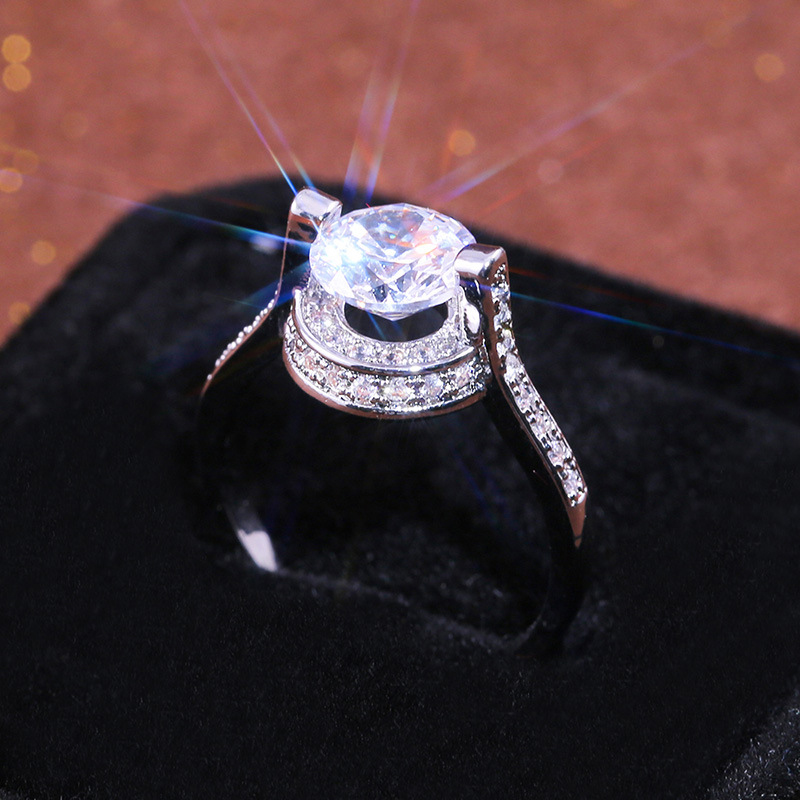 

Creative zircon Dangling design Wedding rings High quality Sparkling CZ Party jewelry Engagement ring size 6-10 Bague femme Gift