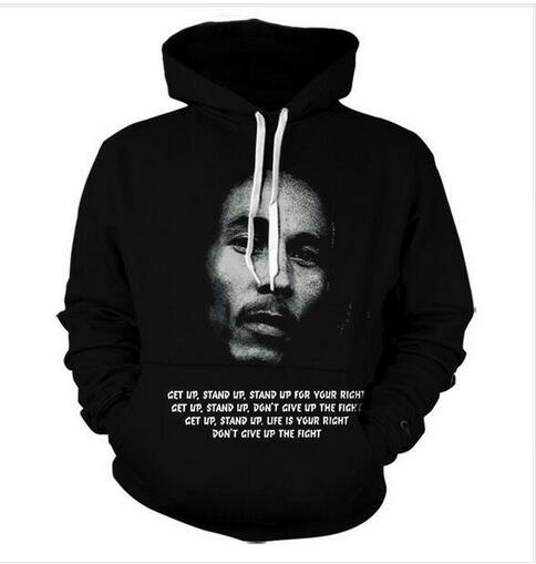 Nouveau mode Harajuku Style Casual Impression 3D Hoodies Bob Marley Hommes / Femmes Automne et Hiver Sweat Sweatshirt BC082